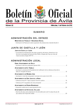 Boletín Oficial de la Provincia del miércoles, 1 de febrero de 2012