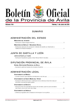 Boletín Oficial de la Provincia del viernes, 1 de junio de 2012