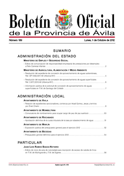 Boletín Oficial de la Provincia del lunes, 1 de octubre de 2012