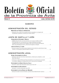 Boletín Oficial de la Provincia del viernes, 3 de febrero de 2012