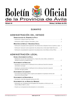 Boletín Oficial de la Provincia del viernes, 2 de marzo de 2012