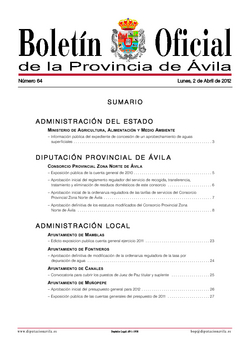 Boletín Oficial de la Provincia del lunes, 2 de abril de 2012