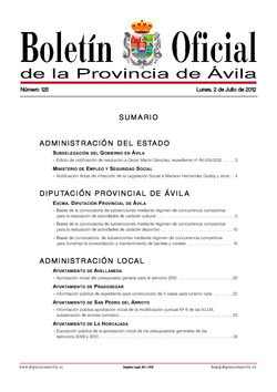 Boletín Oficial de la Provincia del lunes, 2 de julio de 2012