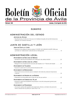 Boletín Oficial de la Provincia del jueves, 2 de agosto de 2012