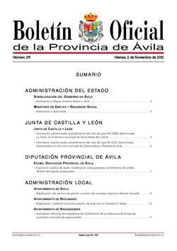 Boletín Oficial de la Provincia del martes, 6 de noviembre de 2012
