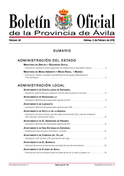 Boletín Oficial de la Provincia del viernes, 3 de febrero de 2012