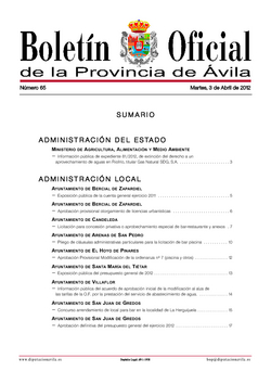 Boletín Oficial de la Provincia del martes, 3 de abril de 2012