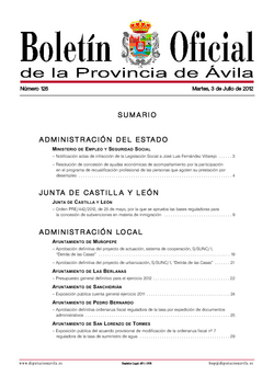 Boletín Oficial de la Provincia del martes, 3 de julio de 2012