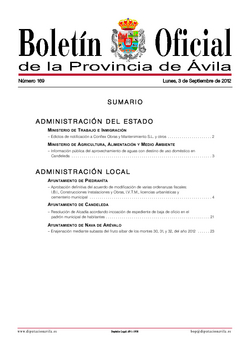 Boletín Oficial de la Provincia del lunes, 3 de septiembre de 2012