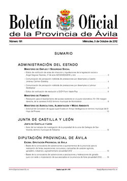 Boletín Oficial de la Provincia del miércoles, 3 de octubre de 2012