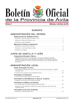 Boletín Oficial de la Provincia del viernes, 3 de febrero de 2012