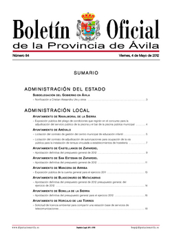 Boletín Oficial de la Provincia del viernes, 4 de mayo de 2012