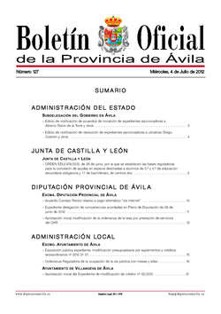 Boletín Oficial de la Provincia del miércoles, 4 de julio de 2012