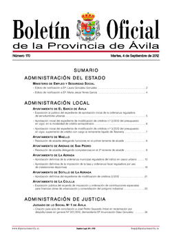 Boletín Oficial de la Provincia del martes, 4 de septiembre de 2012