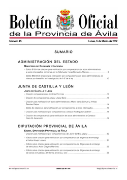 Boletín Oficial de la Provincia del lunes, 5 de marzo de 2012