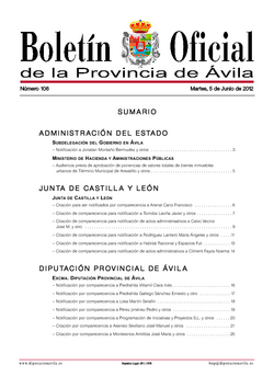 Boletín Oficial de la Provincia del martes, 5 de junio de 2012