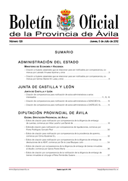 Boletín Oficial de la Provincia del jueves, 5 de julio de 2012