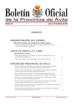 Boletín Oficial de la Provincia del martes, 6 de noviembre de 2012