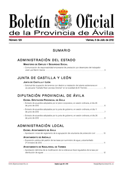 Boletín Oficial de la Provincia del viernes, 6 de julio de 2012