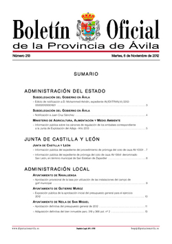Boletín Oficial de la Provincia del martes, 6 de noviembre de 2012