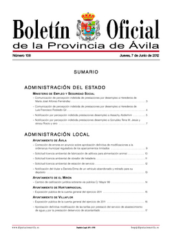 Boletín Oficial de la Provincia del jueves, 7 de junio de 2012