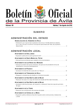 Boletín Oficial de la Provincia del martes, 7 de agosto de 2012