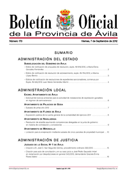 Boletín Oficial de la Provincia del viernes, 7 de septiembre de 2012