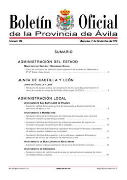 Boletín Oficial de la Provincia del miércoles, 7 de noviembre de 2012