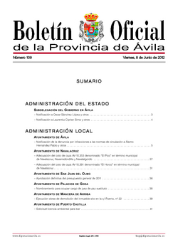 Boletín Oficial de la Provincia del viernes, 8 de junio de 2012