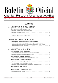 Boletín Oficial de la Provincia del miércoles, 8 de agosto de 2012