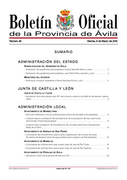 Boletín Oficial de la Provincia del viernes, 9 de marzo de 2012