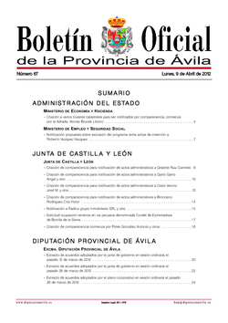 Boletín Oficial de la Provincia del martes, 10 de abril de 2012