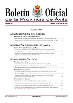 Boletín Oficial de la Provincia del martes, 10 de abril de 2012