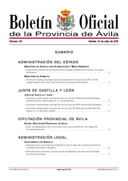 Boletín Oficial de la Provincia del martes, 10 de julio de 2012