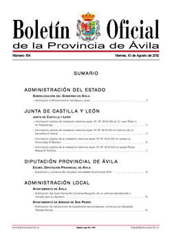 Boletín Oficial de la Provincia del viernes, 10 de agosto de 2012