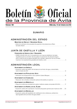 Boletín Oficial de la Provincia del miércoles, 10 de octubre de 2012