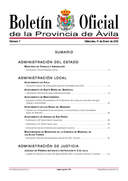 Boletín Oficial de la Provincia del jueves, 2 de febrero de 2012