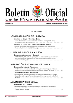 Boletín Oficial de la Provincia del martes, 11 de septiembre de 2012