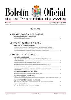 Boletín Oficial de la Provincia del lunes, 6 de febrero de 2012