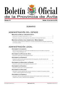 Boletín Oficial de la Provincia del martes, 12 de junio de 2012