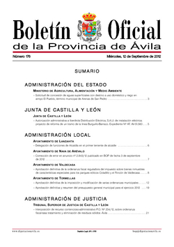 Boletín Oficial de la Provincia del miércoles, 12 de septiembre de 2012