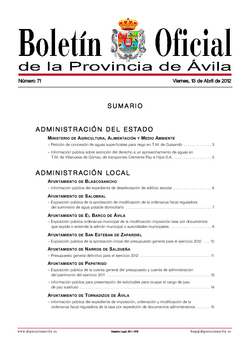 Boletín Oficial de la Provincia del viernes, 13 de abril de 2012