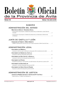 Boletín Oficial de la Provincia del viernes, 13 de julio de 2012