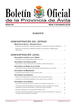 Boletín Oficial de la Provincia del martes, 13 de noviembre de 2012