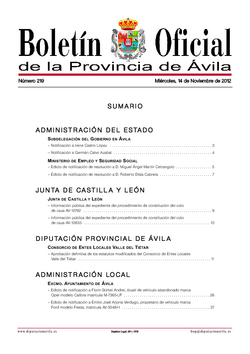 Boletín Oficial de la Provincia del miércoles, 14 de noviembre de 2012