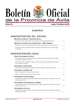 Boletín Oficial de la Provincia del jueves, 15 de marzo de 2012