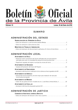 Boletín Oficial de la Provincia del jueves, 2 de febrero de 2012