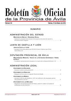 Boletín Oficial de la Provincia del viernes, 16 de marzo de 2012