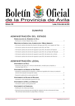 Boletín Oficial de la Provincia del lunes, 16 de julio de 2012