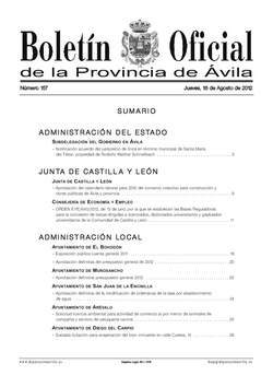 Boletín Oficial de la Provincia del jueves, 16 de agosto de 2012